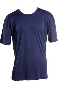 Basic T-Shirt, 100% Seide, Interlock, Dunkelblau, M